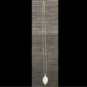 Sparkly Silver-tone Leaf Pendant and Necklace